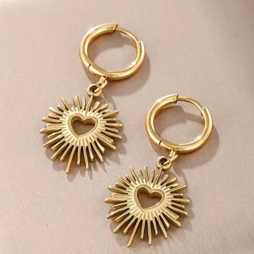 Sacred Hearts Gold Earrings